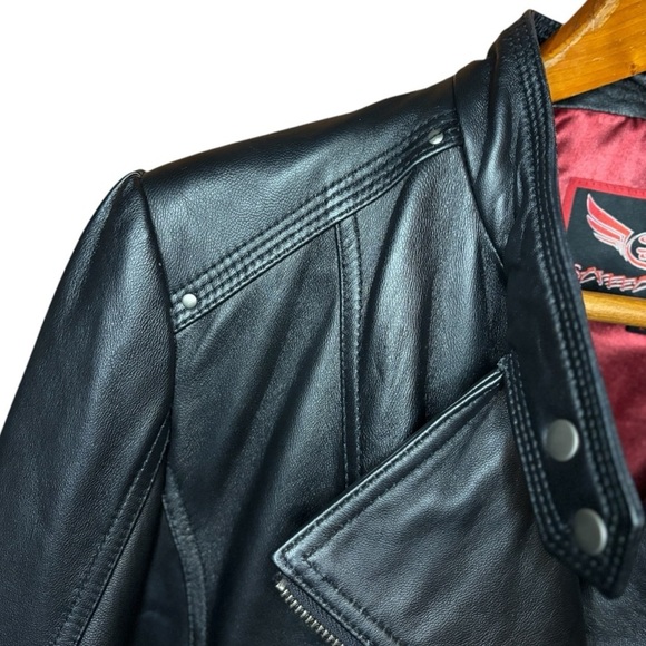 Street Legal Ladies Black Leather Jacket Large Black Leather Moto Jacket - Picture 8 of 13